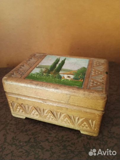 Шкатулка дерево СССР, ручная роспись