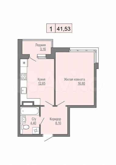 1-к. квартира, 41,5 м², 3/4 эт.