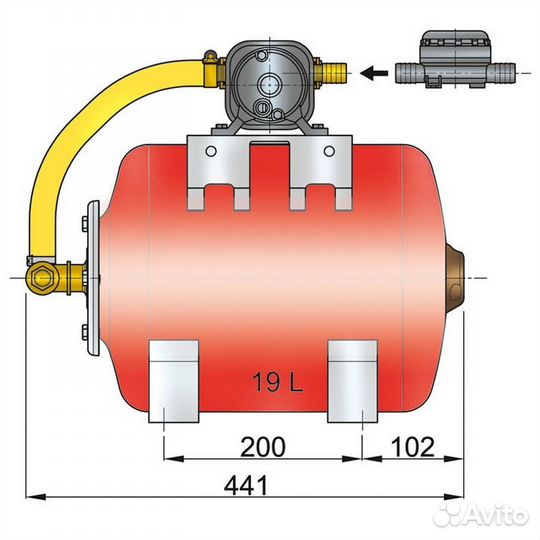 Напорный бак, 19 л. vetus