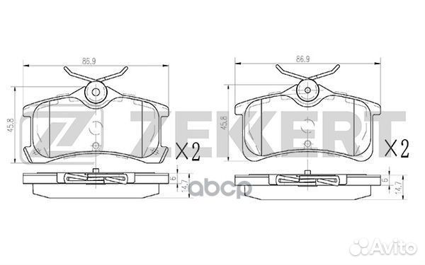 Колодки тормозные BS1147 Zekkert