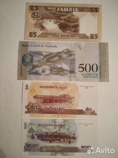 Банкноты Замбия Венесуэла Камбоджа пресс