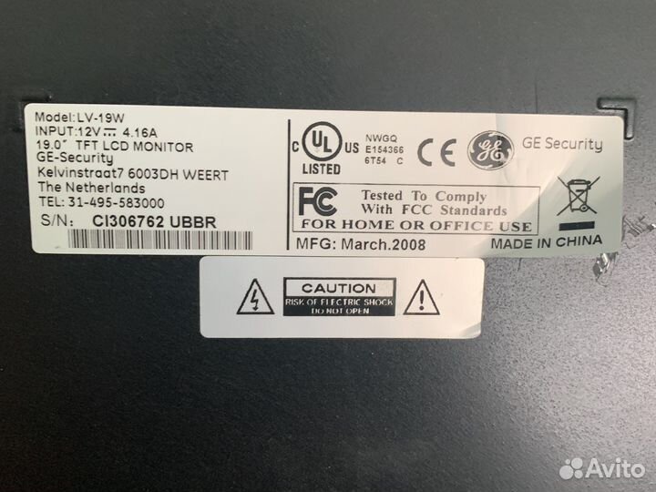 TFT-монитор для систем видеонаблюдения