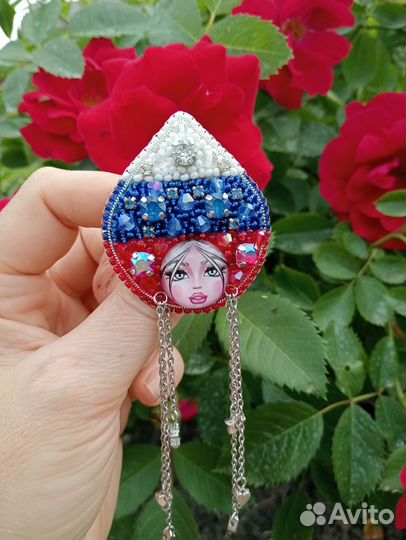 Брошь Российский триколор