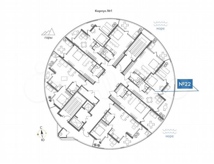 1-к. апартаменты, 45,6 м², 4/11 эт.