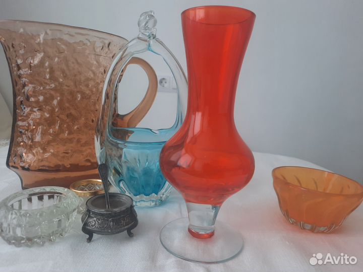 Конфетница, креманка, солонка цветное стекло СССР