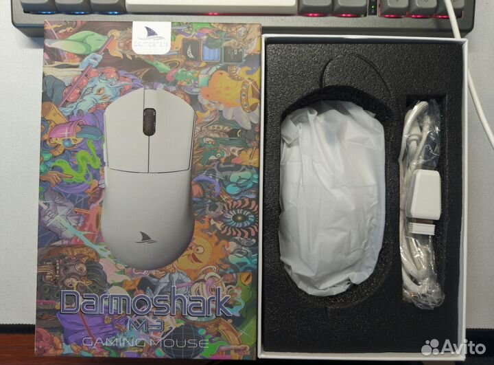 Игровая мышь беспроводная Darmoshark M3 белая