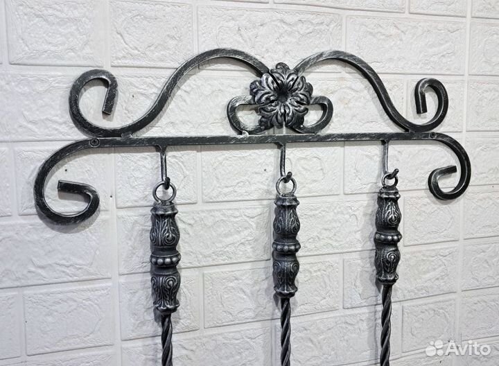 Набор для русской печи на кованом подвесе - кочерг