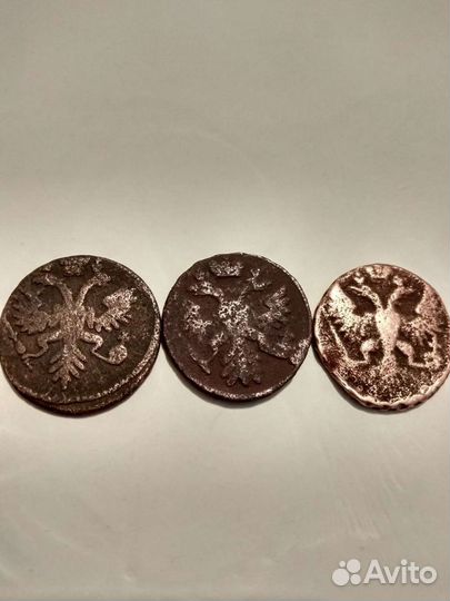 Монеты денга.Редкий перечекан 1730г