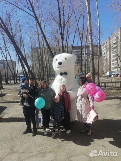 Белый Мишка/Панда 2.6 м. Поздравление. (Аренда)