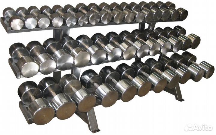 Гантельный ряд хромированный от 12,5 до 50 кг