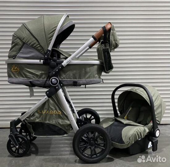 Новая коляска v9 3 в 1 оливковая