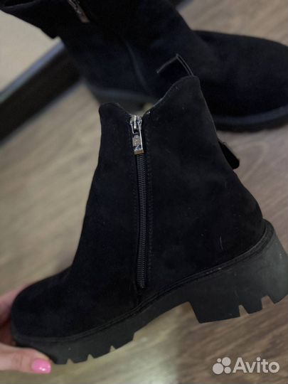 Сапоги женские замшевые