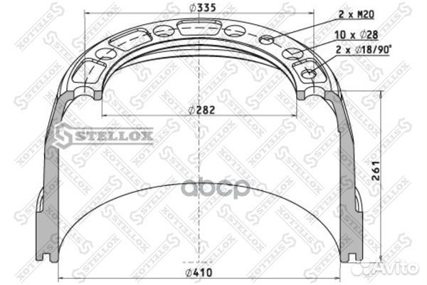 85-00075-SX торм.барабан 410x175/199 H260.5 d