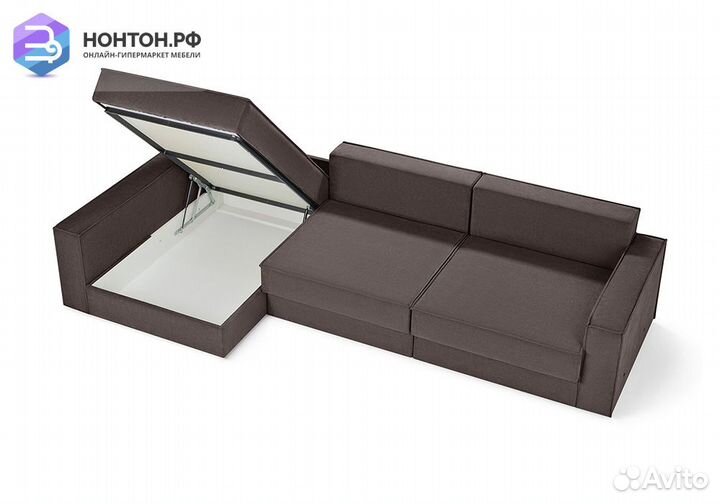 Диван угловой еврокнижка трехместный Тревис шокола