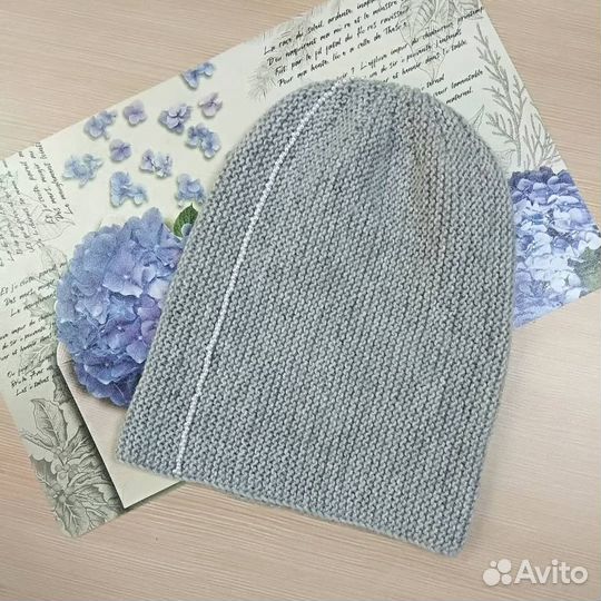 Шапка бини светло-серая