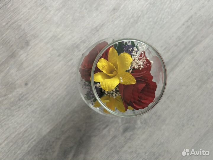 Науральные цветы в колбе/стекле (новые)