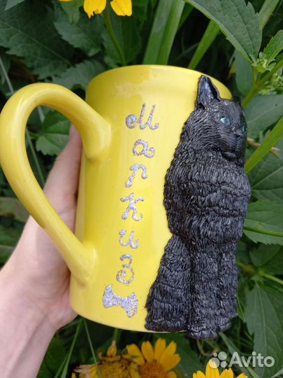 Кружка с котиком в наличии и на заказ,из пол.глины