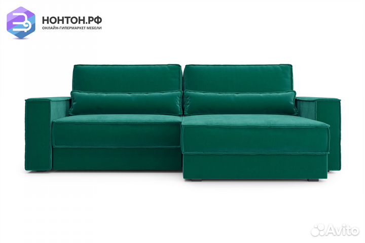 Диван угловой тик-так Сохо изумрудный