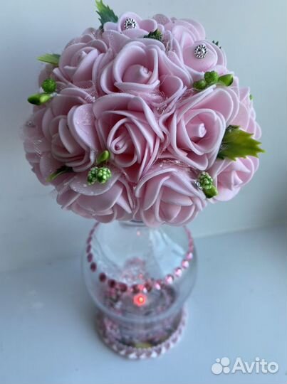 Букет -топиарий на бокале светящийся