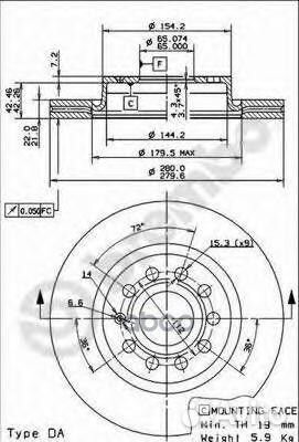 Диск тормозной перед VAG audi A3/S3 08-13/octav