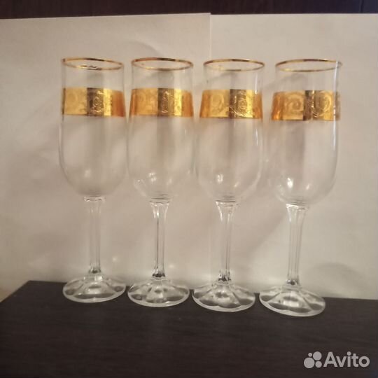 4 фужера Crystalite Bohemia Чехия