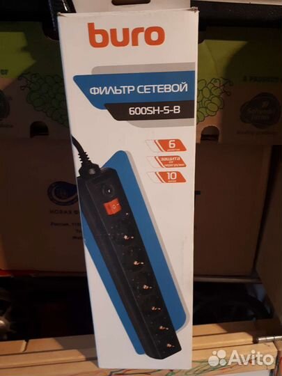 Сетевой фильтр новый Buro 5 метров