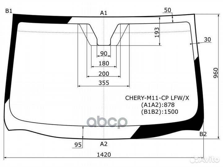 Стекло лобовое chery M11(A3) 4/5D 10-15 chery-M
