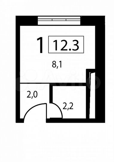 Квартира-студия, 12,3 м², 4/9 эт.
