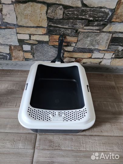 Туалет для кошек с совком,серый