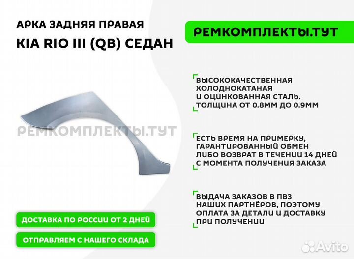 Арка задняя Kia Rio 3 QB седан правая
