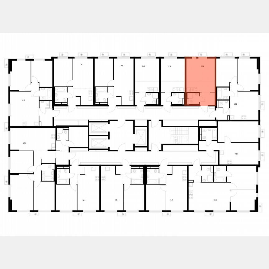 Квартира-студия, 25,4 м², 24/25 эт.