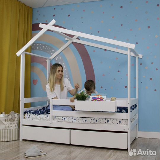 Кровать домик 80*160 с матрасом