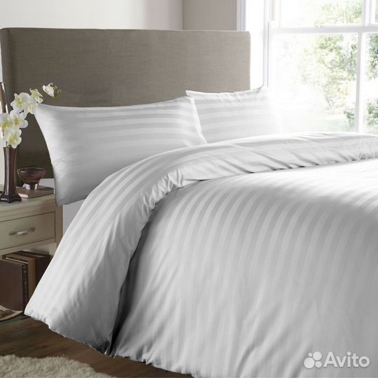 Комплект «Белый» страйп сатин, 100 хлопок