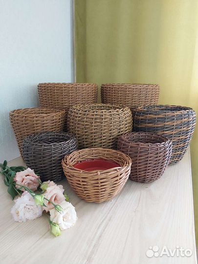 Кашпо (горшок, ваза) из искуственного ротанга