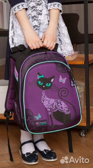 Рюкзак для девочки школьный с кошкой