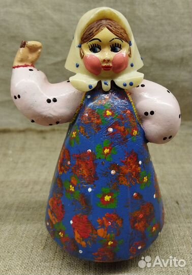 Кукла качалка болванчик. Дeвочка 12,5см СССР. 2