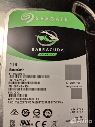 Жесткий диск Seagate 1тб SATA lll