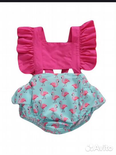 Боди -фламинго для новорожденных 62-68