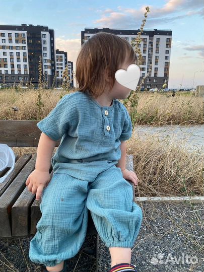 Муслиновый костюм для мальчика 80