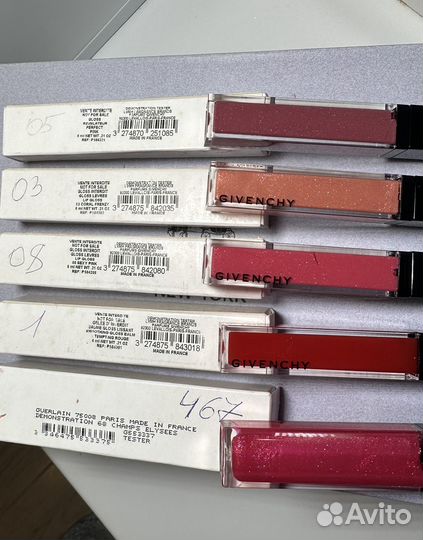 Блески для губ Givenchy, Guelain, Chanel,Collistar