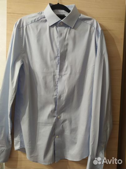 Рубашка голубая для мальчика 164