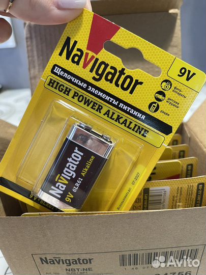 Батарейка щелочная navigator 9V