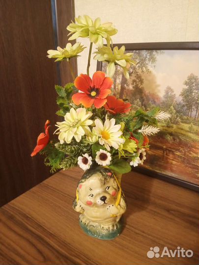 Ваза ёжик с цветами