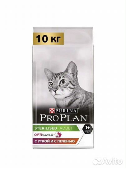 Корм pro plan 10 кг с уткой и печенью