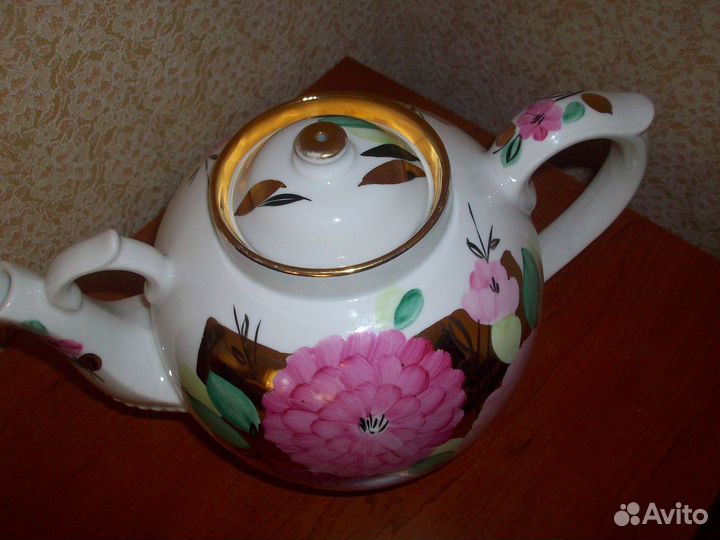 Чайник 4 литра Дулёво Георгины роспись СССР