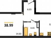 1-к. квартира, 39 м², 4/12 эт.