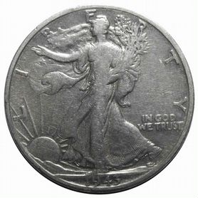 США 50 центов пол доллара (half dollar) 1943