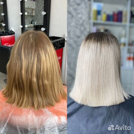 Сложное окрашивание волос, кератин