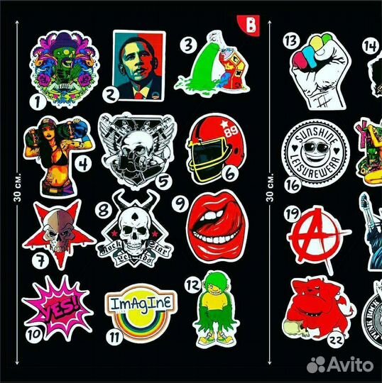 Наклейка, виниловый стикер серия ABC и др 100 шт