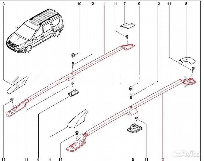 Оригинальные рейлинги Лада Ларгус